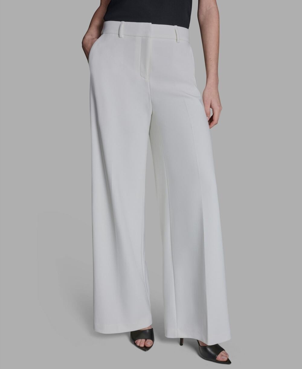 BCBG Women's Mid-Rise Wide-Leg Pants White Size 8 3652